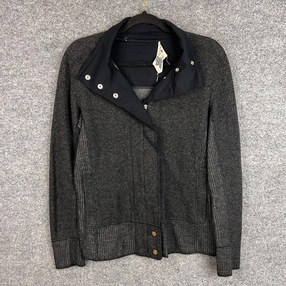 Title Nine Women Gray Button Front Mock Neck Sweater Jacket Cardigan Size‎ M - Picture 2 of 10